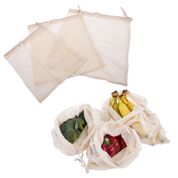 Appetito Reuseable Cotton Woven Net Produce Bags set 3 assorted sizes