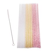 Appetito Reuseable Sparkle Party Straws 25cm pack 12 with Brush