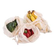 Appetito Reuseable Cotton Woven Net Produce Bags set 3 assorted sizes