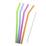 Appetito Silicone Bent Drinking Straw with Brush 4 assorted colours