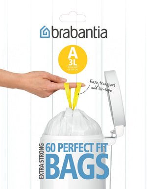 BRABANTIA Bin Liner Code A (3L) 60 Bags Dispenser Pk