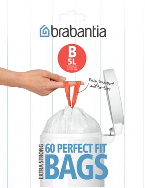 BRABANTIA Bin Liner Code B (5L) 60 Bags Dispenser Pk