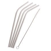 Appetito Stainless Steel Bent drinking Straws set of 4 with Brush