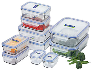 GLASSLOCK 10 Piece Tempered Glass Food Container Set